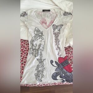 Ed Hardy bedazzled long tee shirt